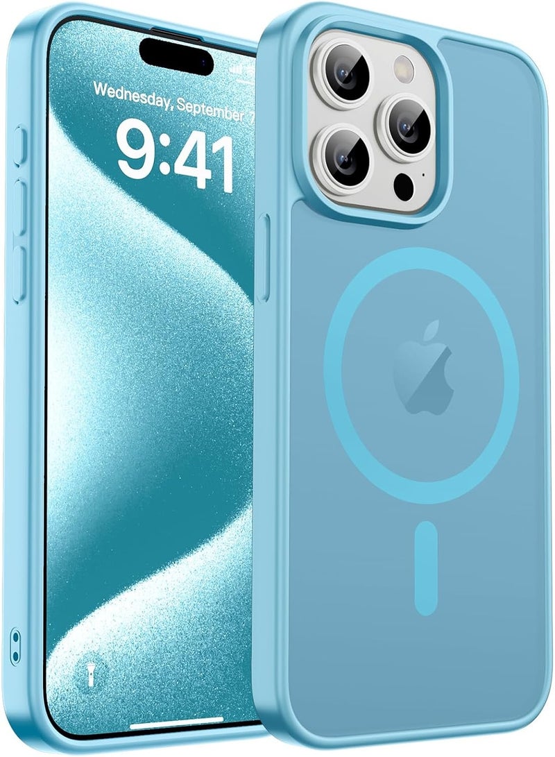 أكاليكس جراب مغناطيسي لهاتف آيفون 13 برو [مقاوم للصدمات ونحيف] غطاء خلفي صلب شفاف غير لامع مع حماية عالية الجودة | أزرق سماوي - Image 1